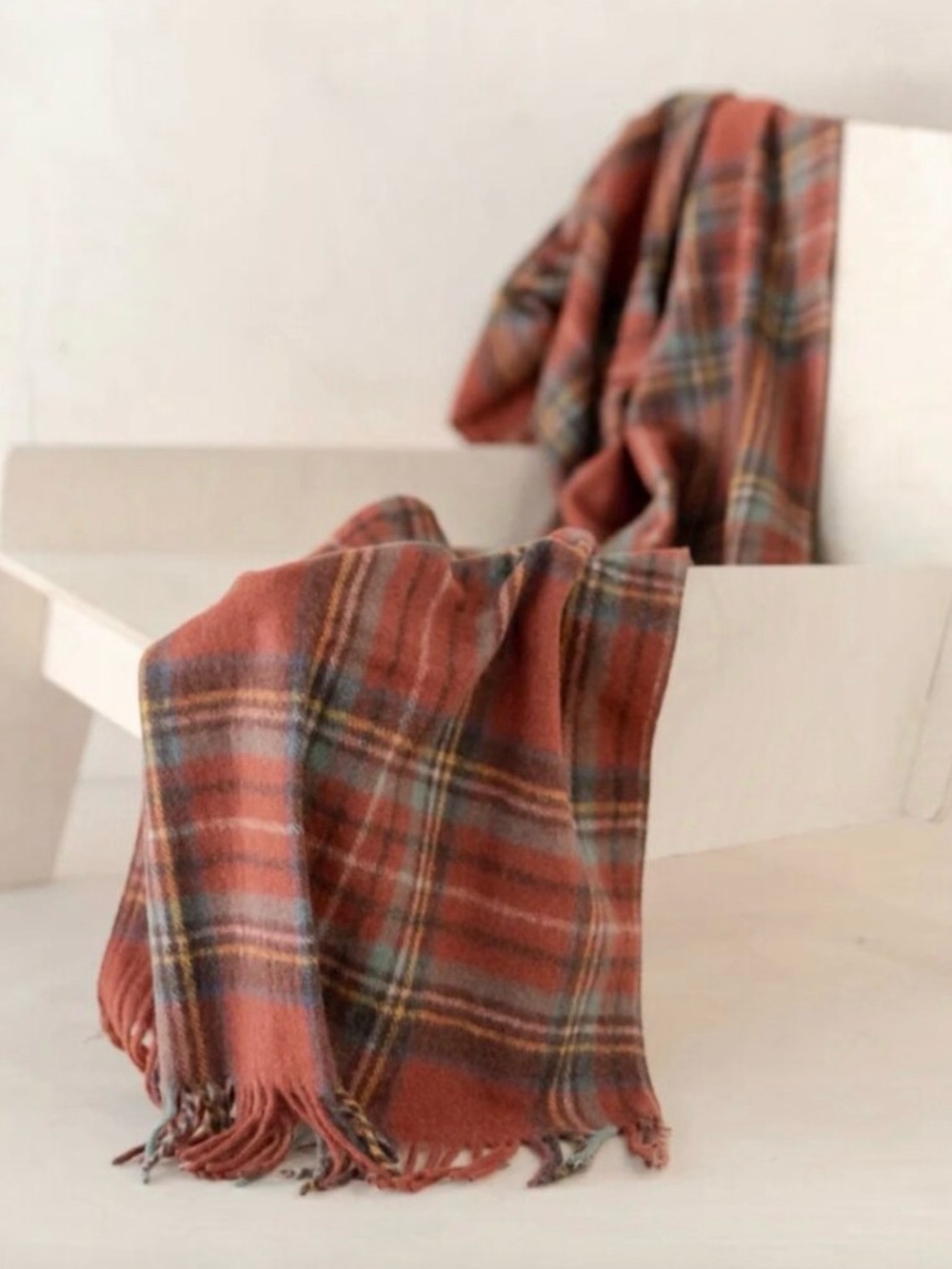 The Tartan Blanket Co. Recycled Wool Plaid Throw Blanket 29x73 Monogram D
